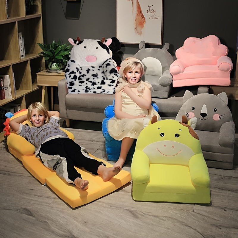 Cozy Kids' Folding Sofa with Pillow