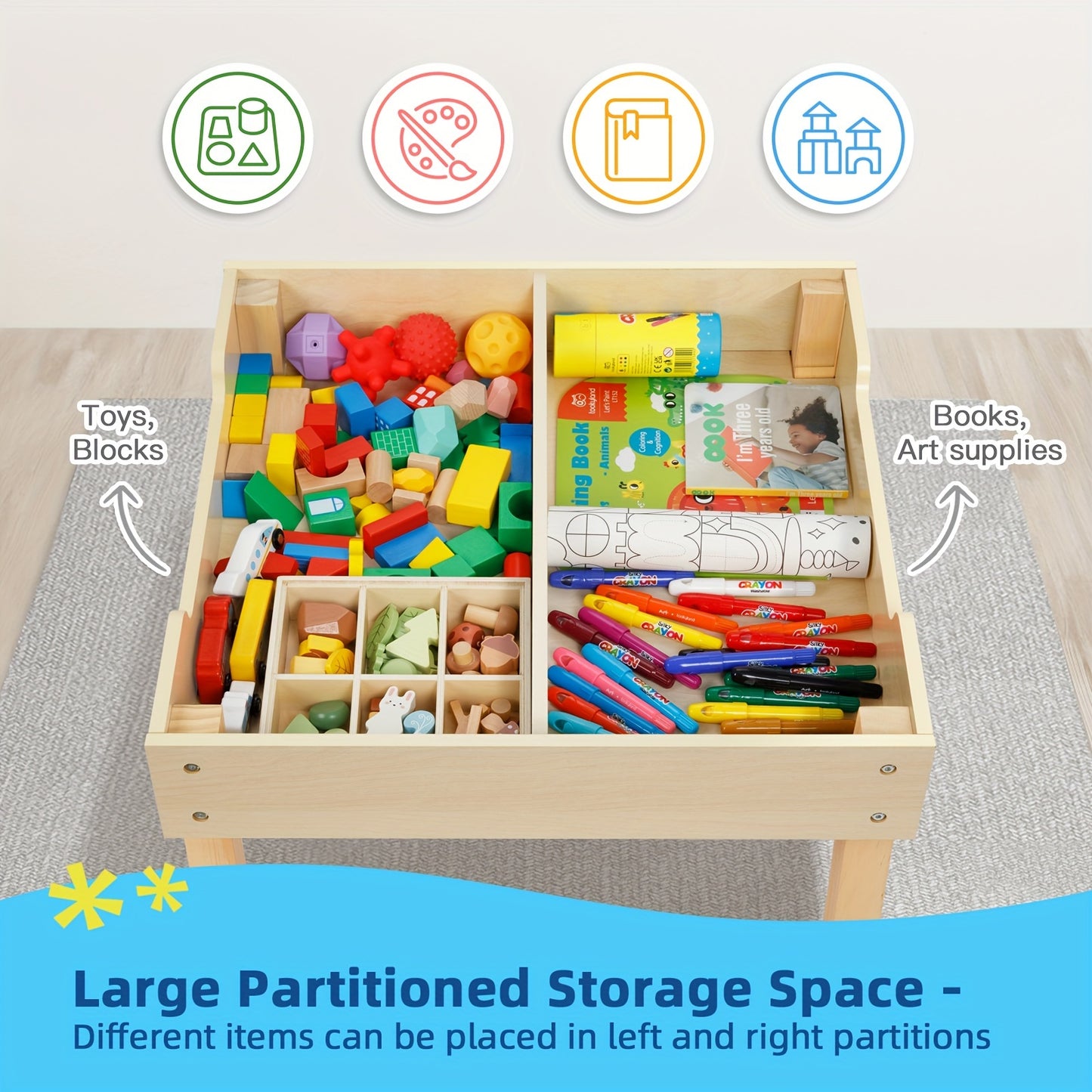 3-in-1 Kids Table & Chair Set – Sensory Play & Storage for Ages 3-7